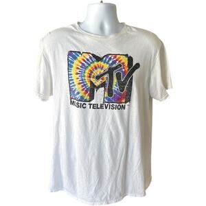 MTV tie-dye logo graphic t-shirt white L | Music Television retro streetwear